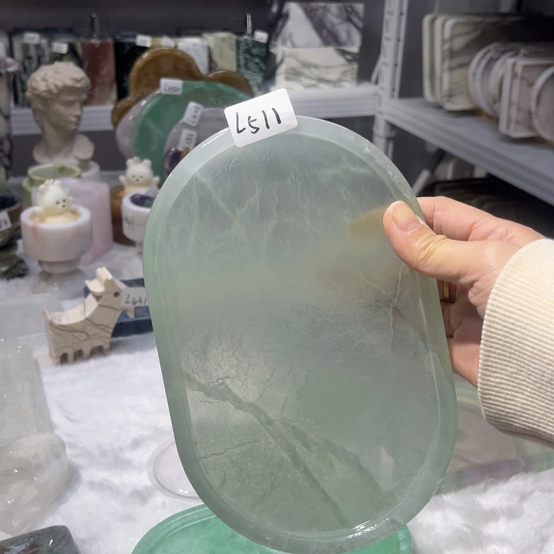 虫***变石材天然奢石大理石摆件托盘511