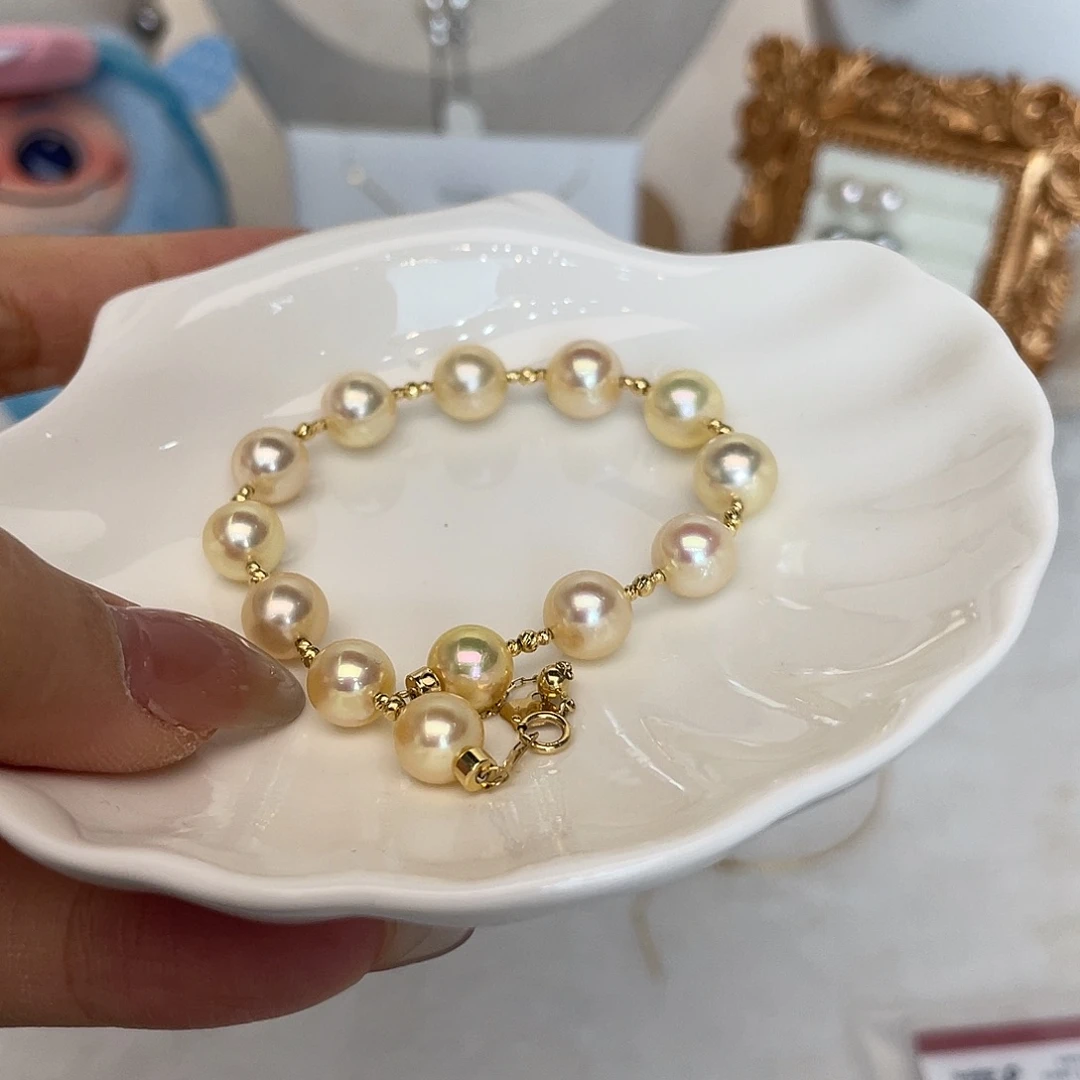 海水珍珠手绳18K金镶嵌