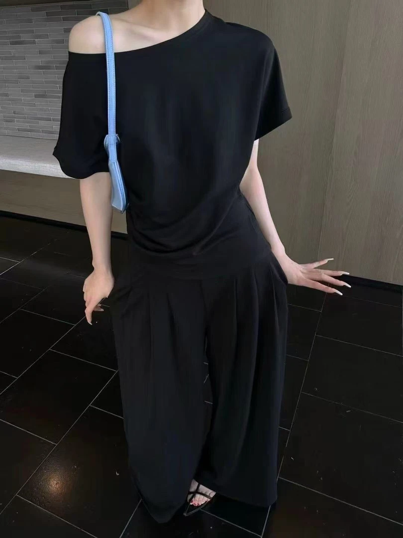 2025仟禧家显瘦气质高货斜肩套装