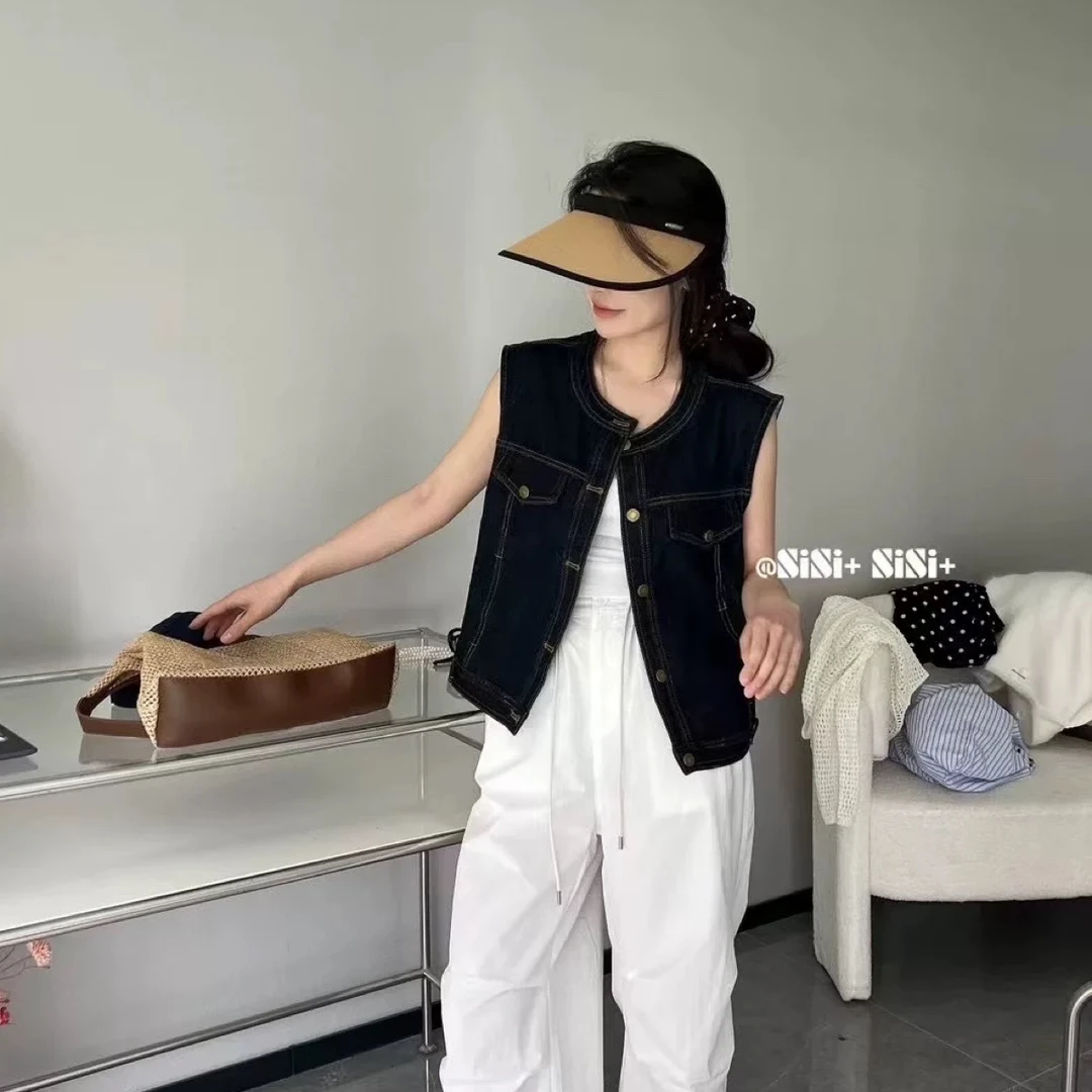 韩系牛仔马甲百搭