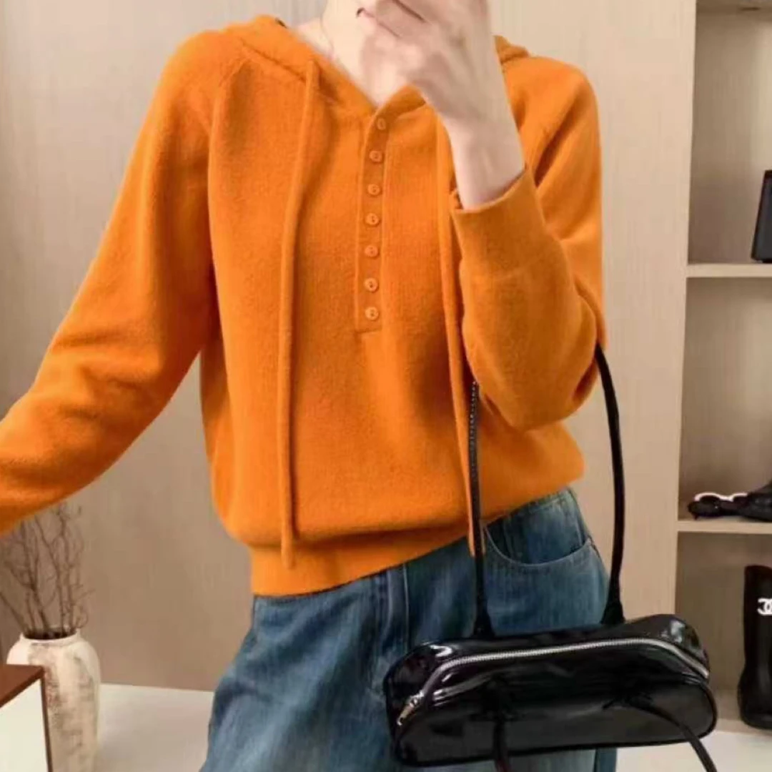 韩衣舍02套头款针织连帽秋季冬季毛针织衫毛衣高领衫加厚衣长60