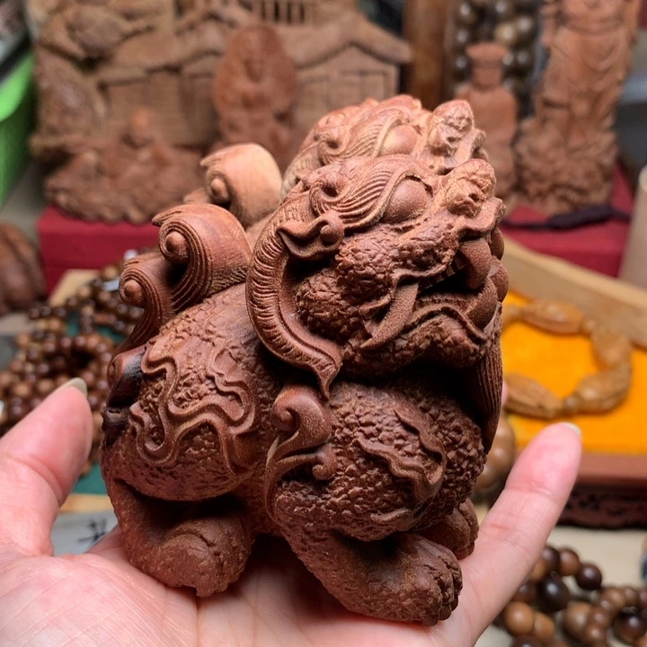 把件檀香木老山檀大貔貅瑕疵