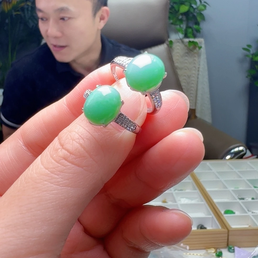 翡翠银S925镶嵌戒指多样性发货其一
