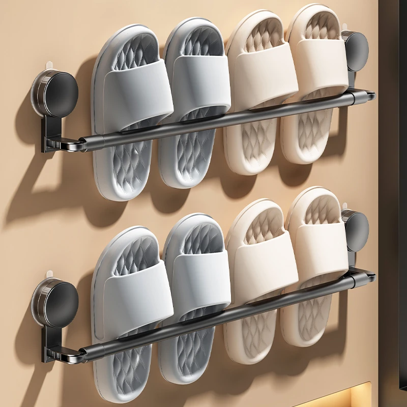 优勤吸盘拖鞋架卫生间鞋子沥水收纳架厕所壁挂式免打孔门后挂拖鞋