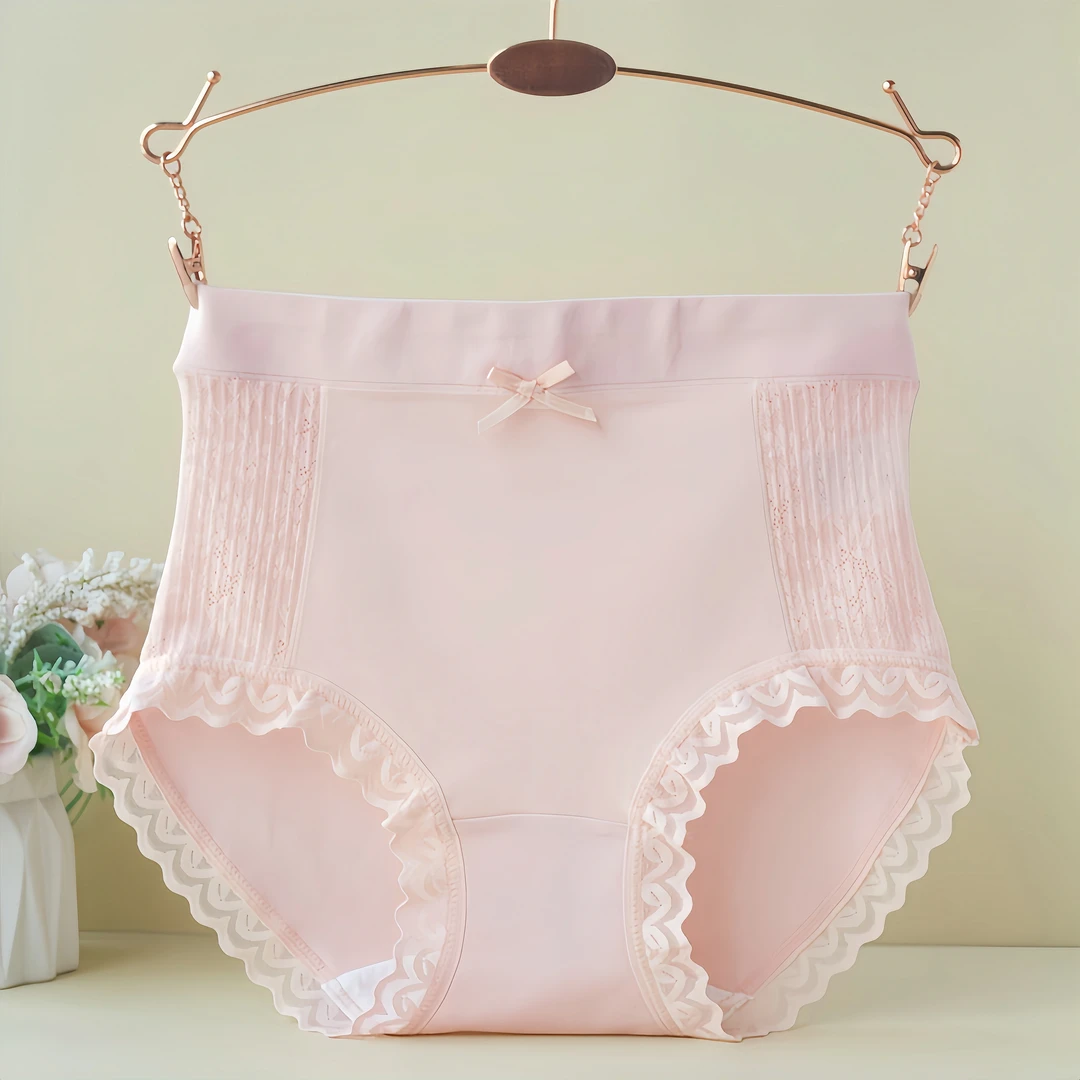 高腰女士内裤纯棉不夹臀春夏四季款女士提臀少女舒适蕾丝三角裤
