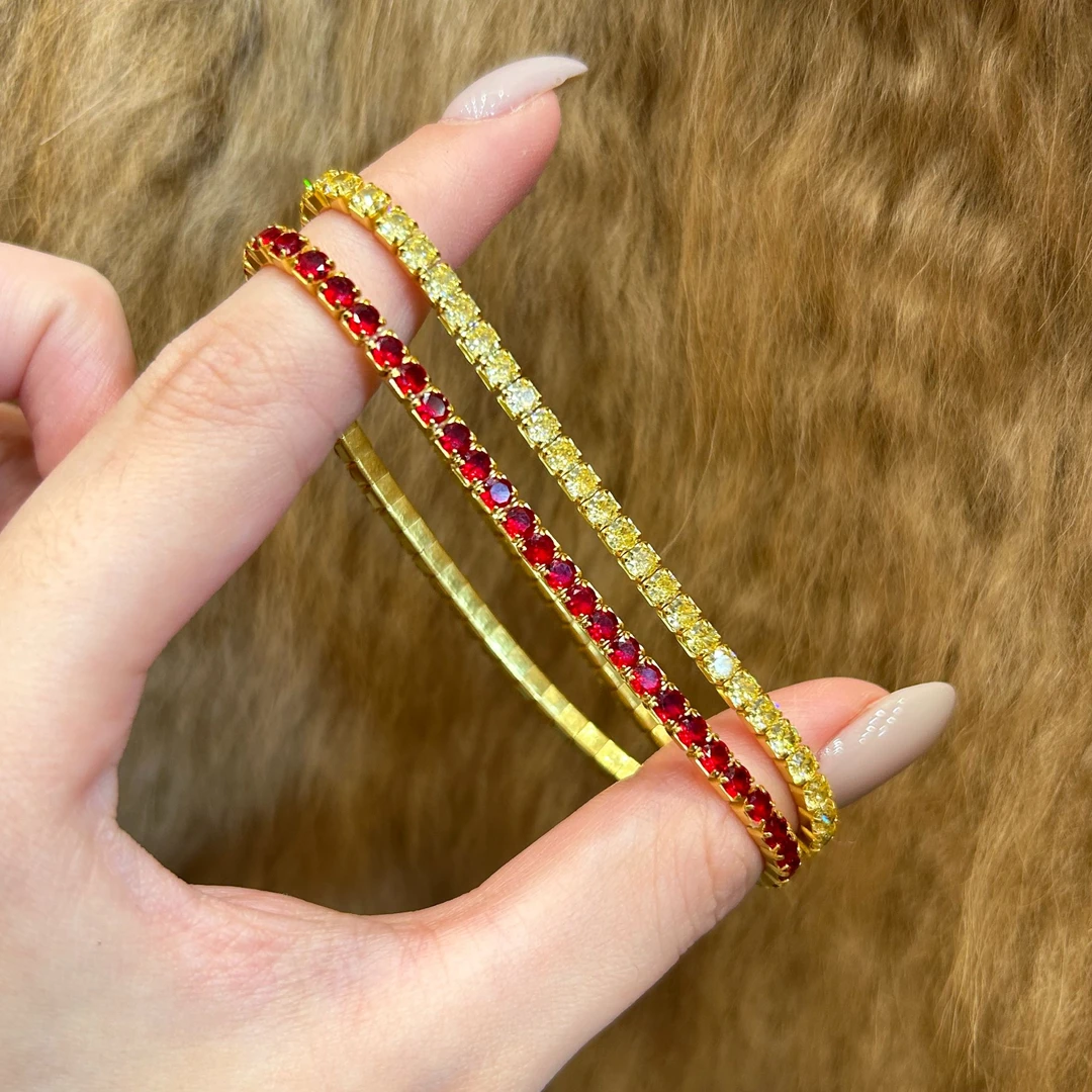 925银合成锆石手链 彩色网球手链 轻奢气质百搭大众豪镶满镶