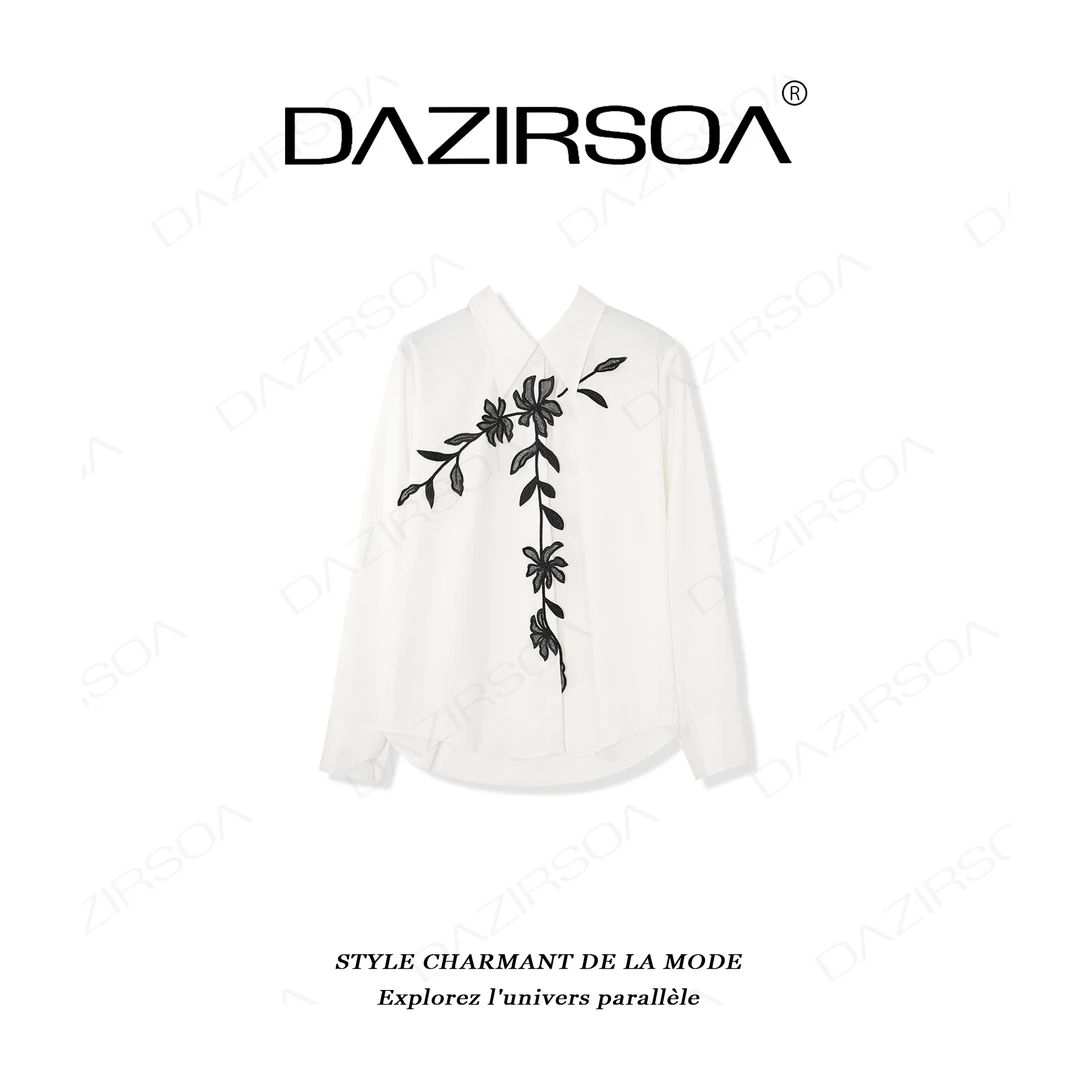 DAZIRSOA/达姿“暮光之城”时尚百搭高级感蕾丝刺绣衬衫 X679