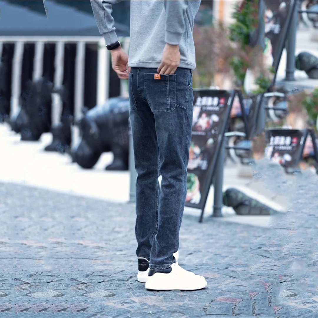 2025秋冬新款潮牌轻奢裤修身宽松直筒男士牛仔裤百搭休闲弹力男裤