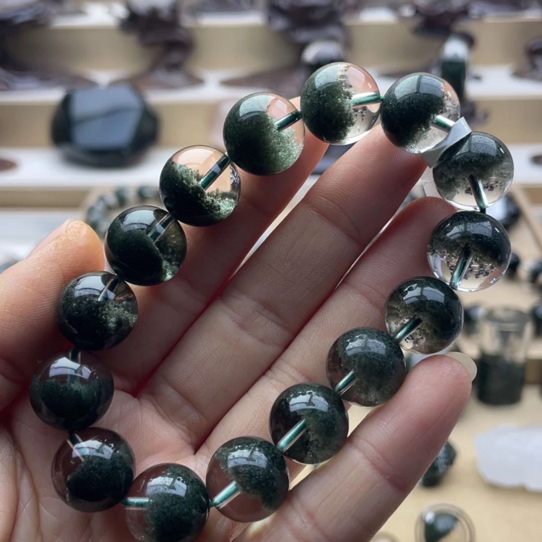 手链水晶未镶嵌绿幽灵聚宝盆手串