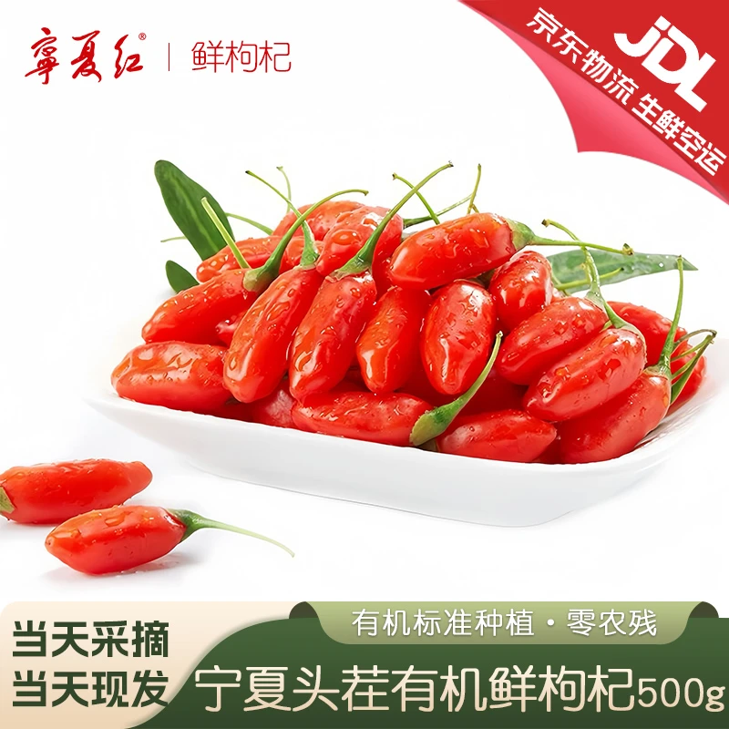 宁夏红中宁有机枸杞新鲜现摘大颗粒枸杞子即食鲜果礼盒