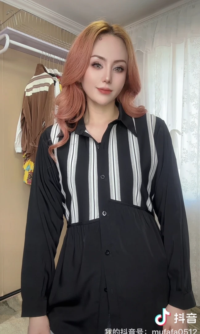 轻奢高级感条纹长袖衬衫女装宽松遮肚子上衣