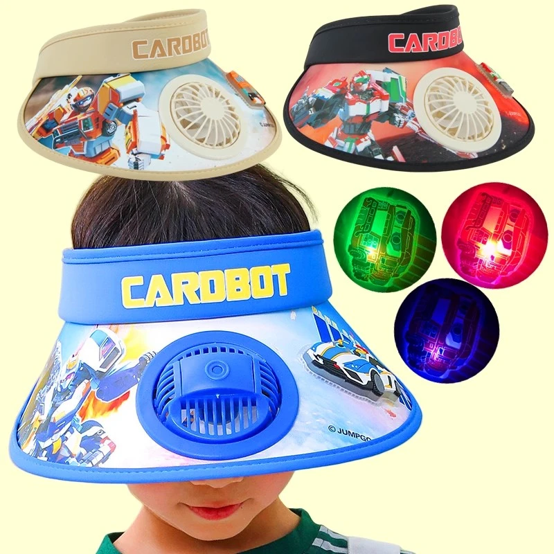炫卡斗士汽车风扇防晒帽子儿童男防紫外线太阳空无顶夏季可爱宝宝