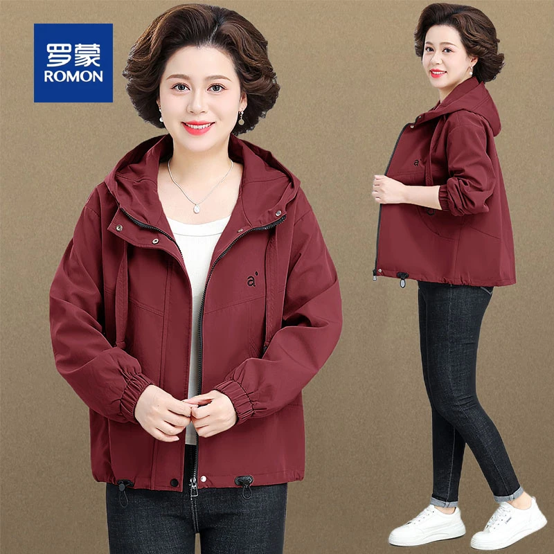 罗蒙小个子中年妈妈春装外套洋气中老年女装春秋季新款风衣夹克女