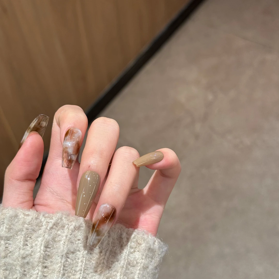 【水墨】纯手工穿戴甲ins百搭显白气质指甲贴美甲贴新款高级感片女