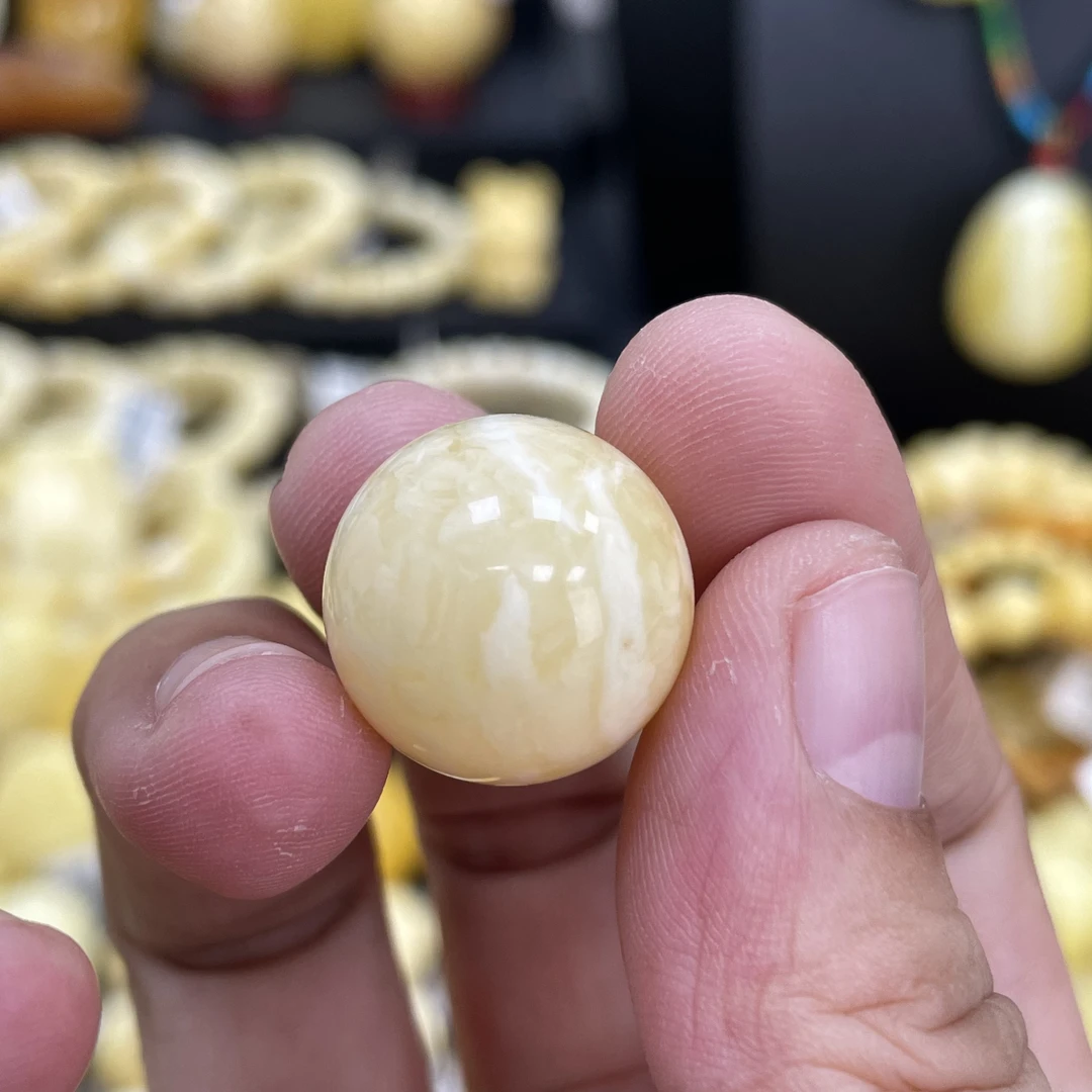 魔梵珠宝|18.3mm 俄料天然蜜蜡 瓷白妖花瑕疵福利款