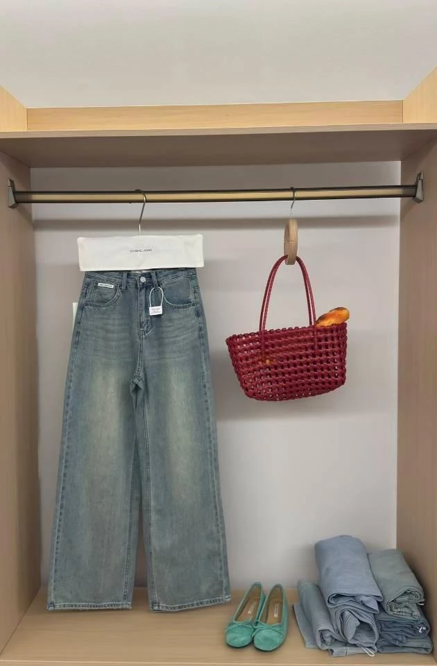 CH~0087春季新款韩系显瘦百搭直筒阔腿拖地裤 裤长103