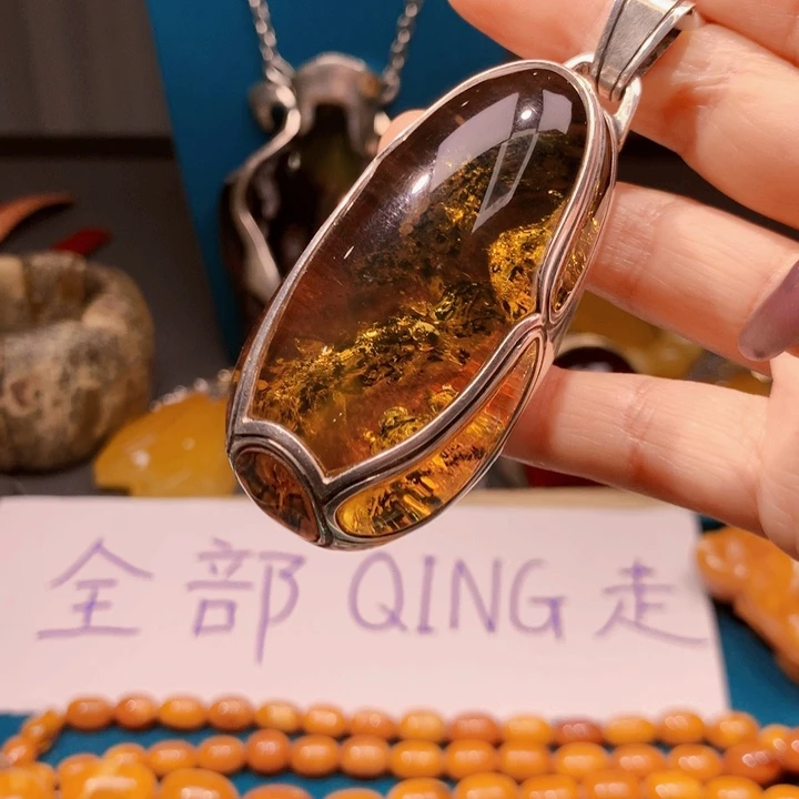 琥珀颈饰未镶嵌波兰设计款琥珀蜜蜡