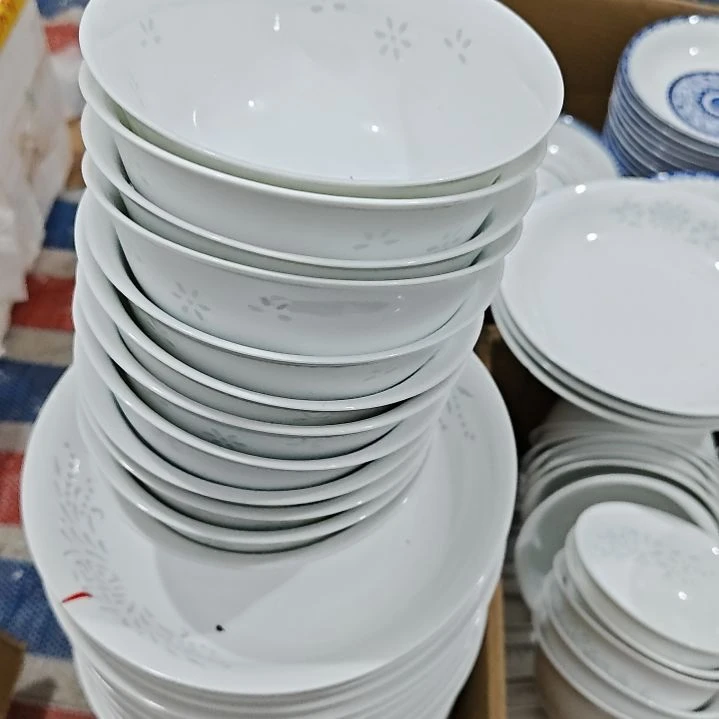 瓷景德镇青瓷玲珑5寸吃饭碗12个微瑕疵