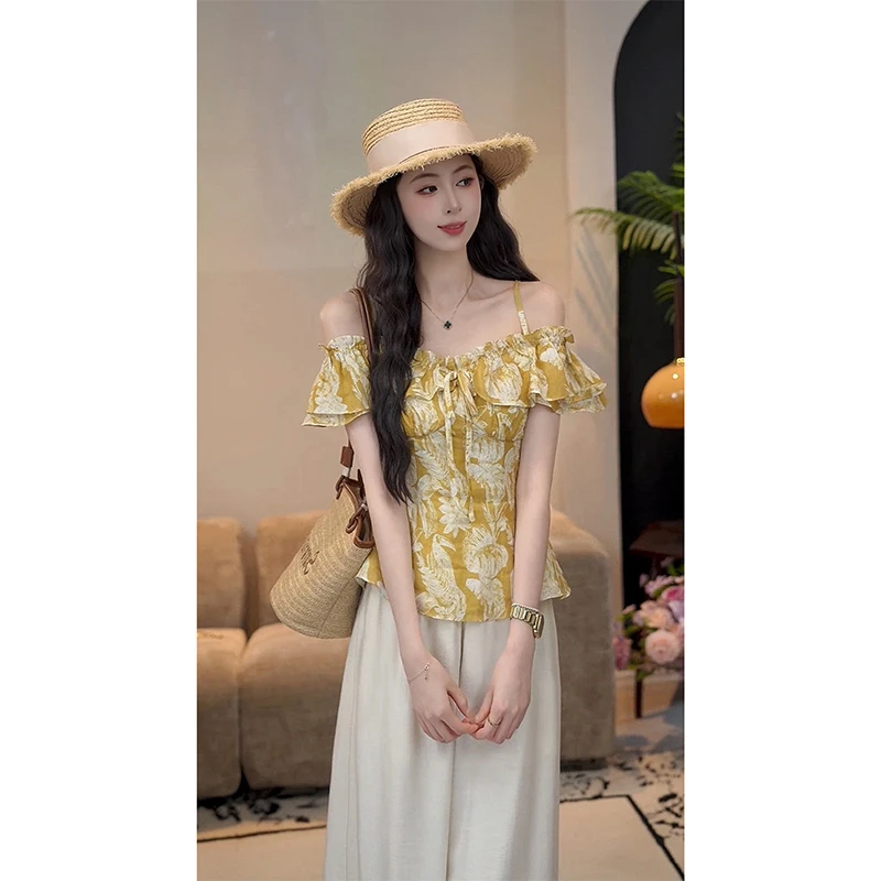 YUANLIANSU/圆脸酥【桃花误舟】法式气质小众设计感碎花显瘦衬衫女