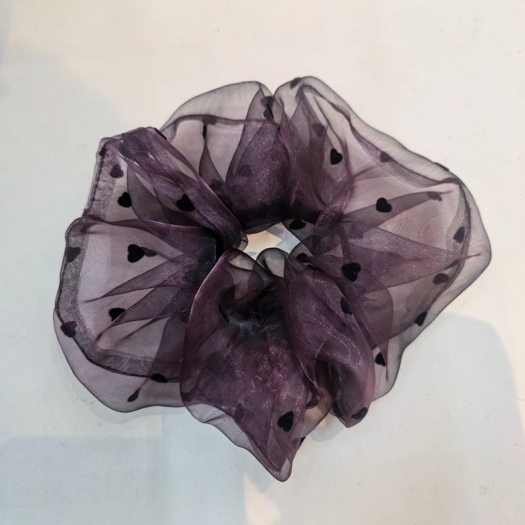 B819紫色纱纱爱心波点肠圈