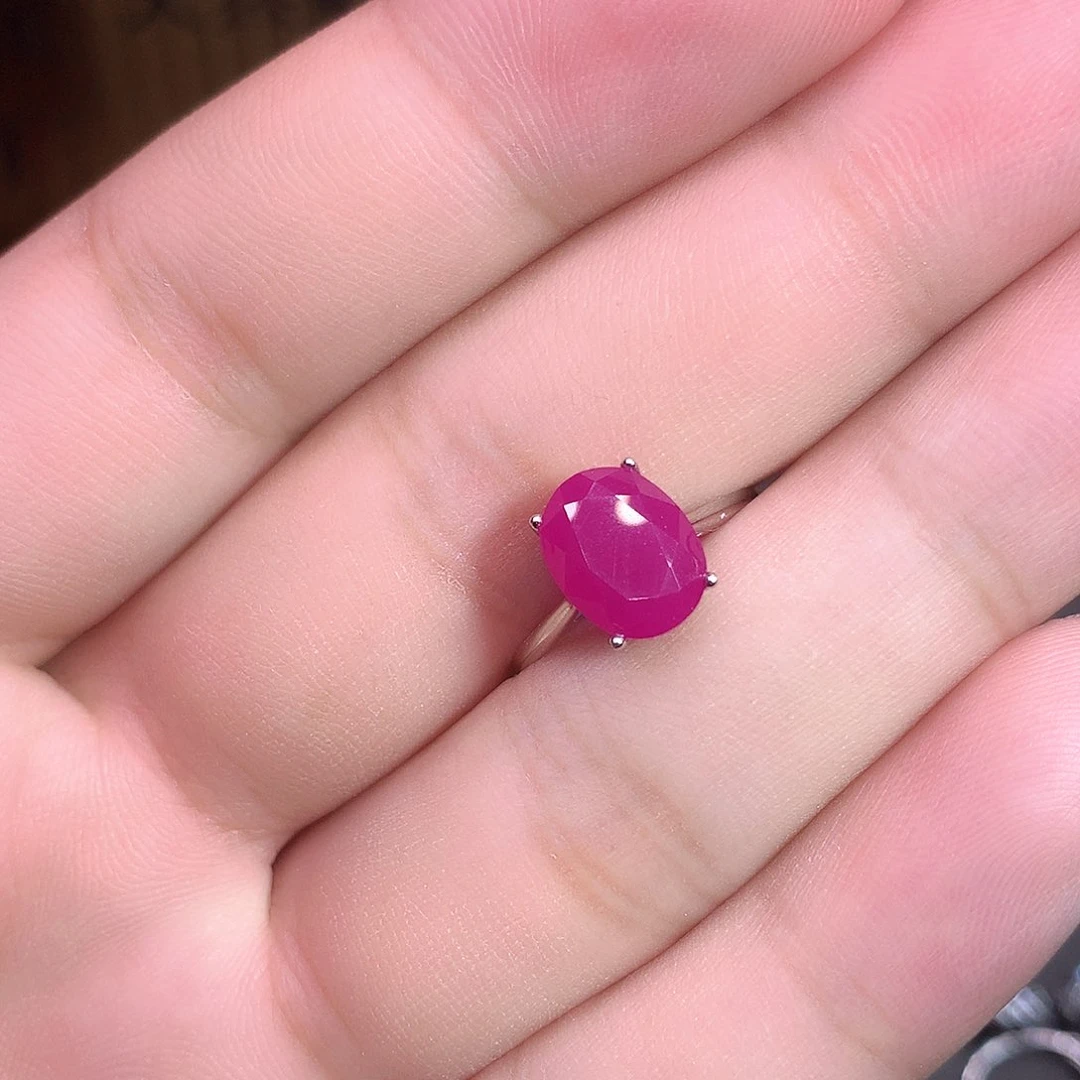 红宝石戒指银S925镶嵌