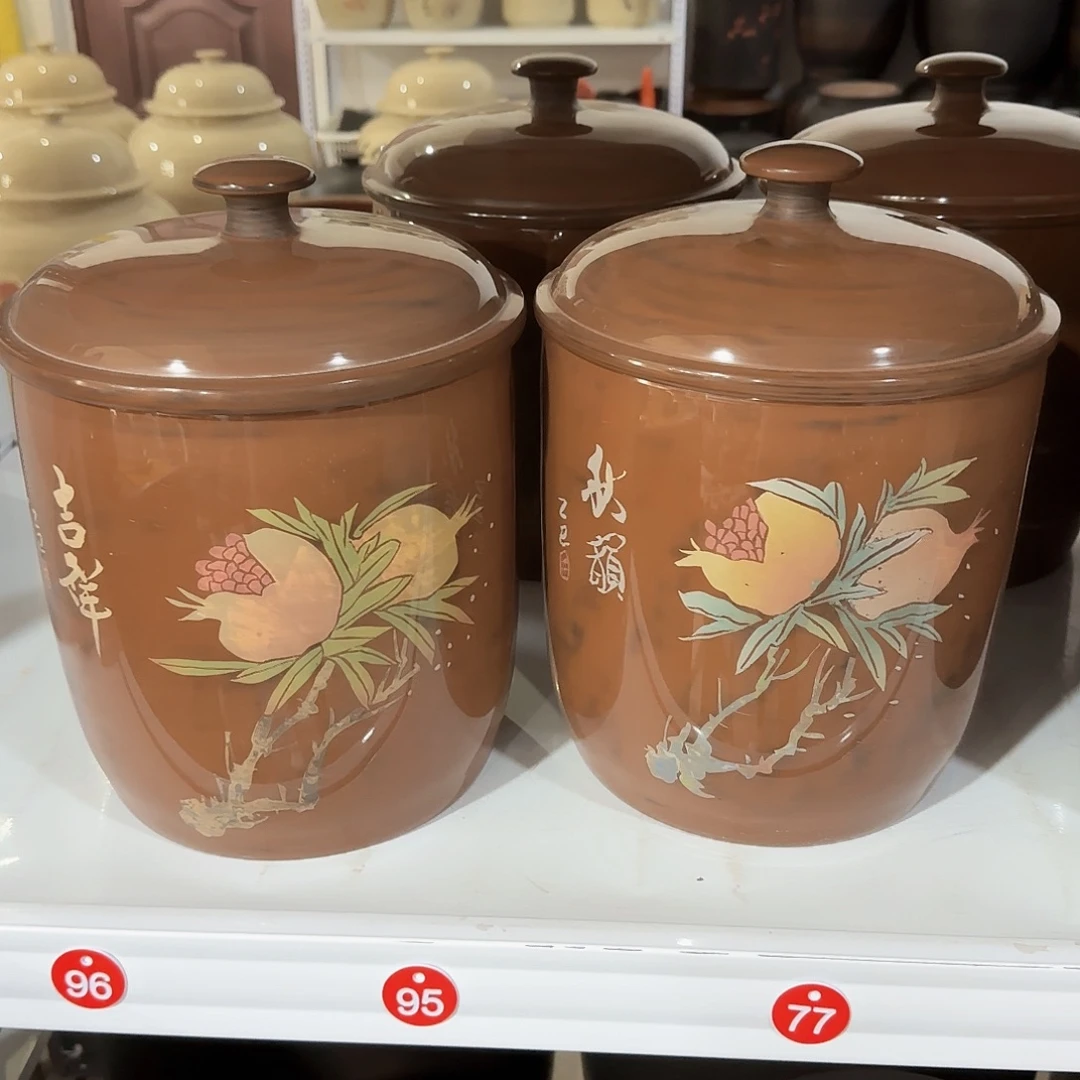 阿***Q建水紫陶七饼茶缸一对