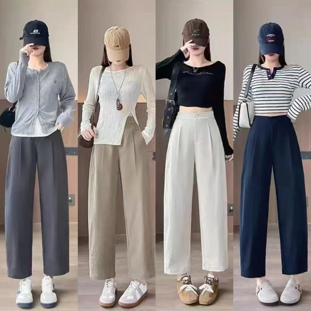 【秋上新】窄版镰刀裤女士高腰显瘦休闲小个子九分裤时尚弯刀裤春秋