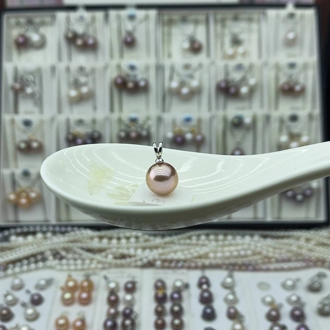 淡水珍珠银S925镶嵌吊坠(不含链)