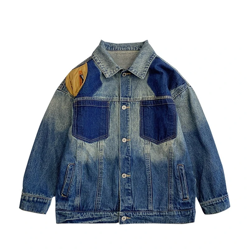 Y6943男童牛仔外套春夏洋气中大童渐变上衣个性夹克儿童牛仔衣潮