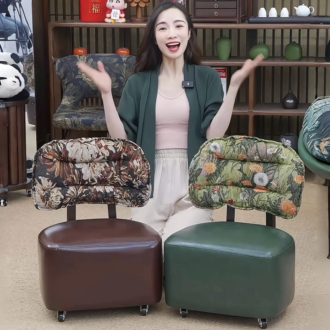 关【双福超级溜溜椅】实木家用靠背客厅沙发软包矮凳