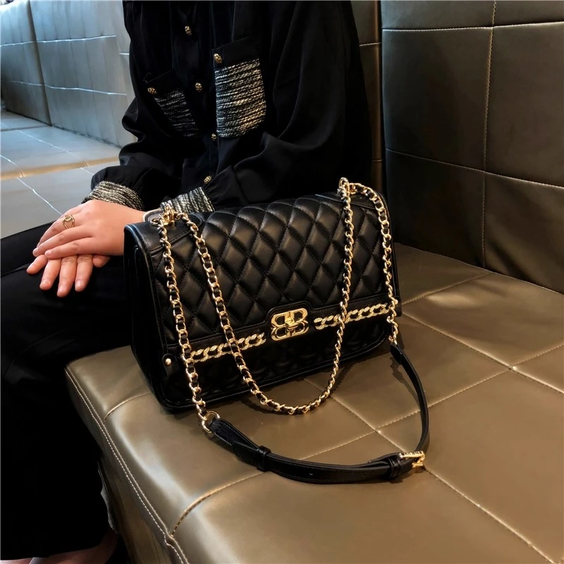 香港品牌菱格大气小方包2025新款流行链条单肩包高级感斜挎包潮流