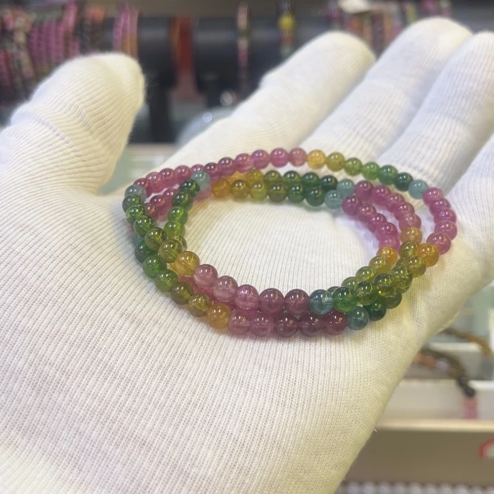手链未镶嵌碧玺老坑巴西碧玺多圈彩色