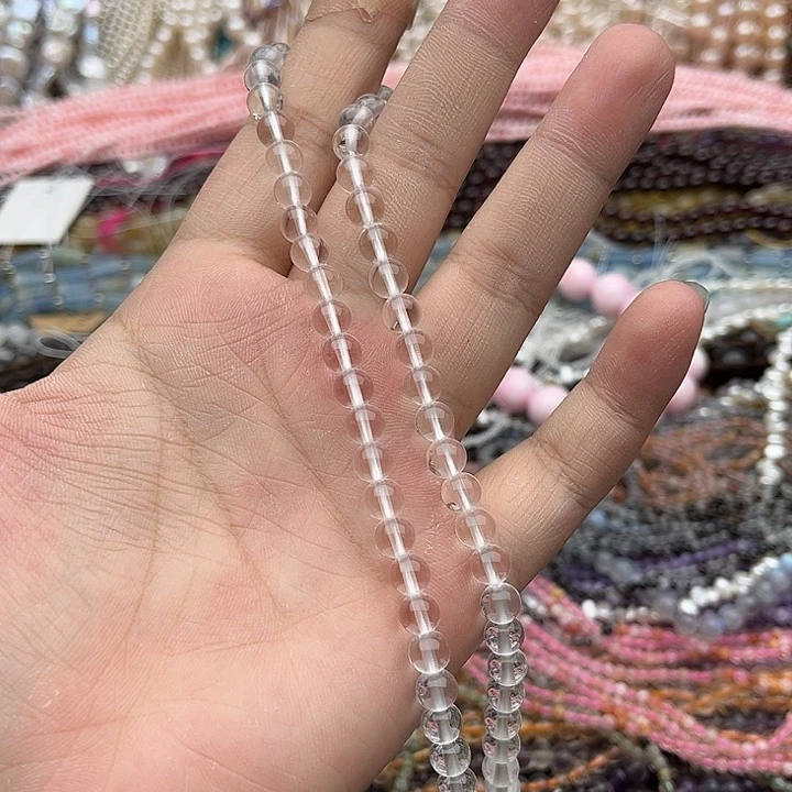 玛瑙/玉髓未镶嵌珠宝半成品一条6mm左右净体白水晶