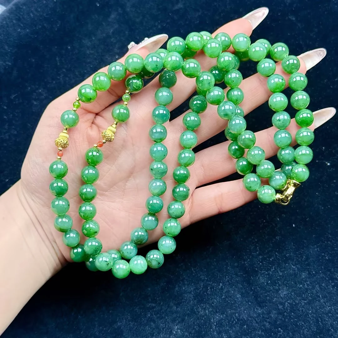 【CH】和田玉碧玉DIY项链-约9mm（多样性发其一）