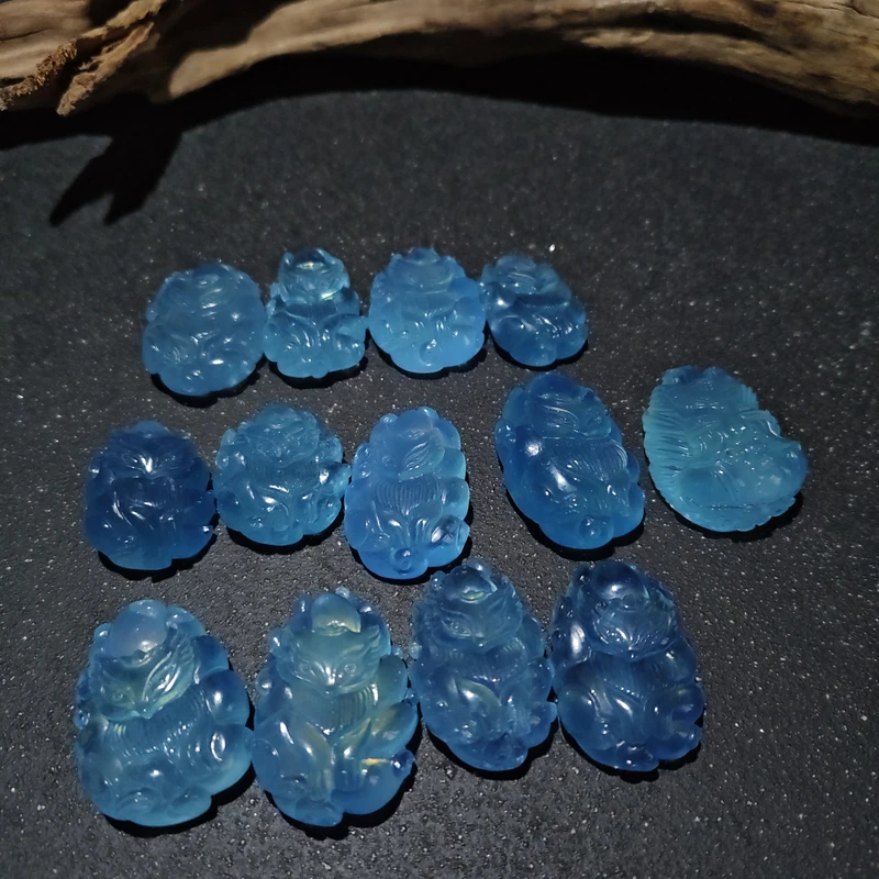 海蓝宝石（处理）H1309 海蓝宝石狐狸吊坠  多样性发其一