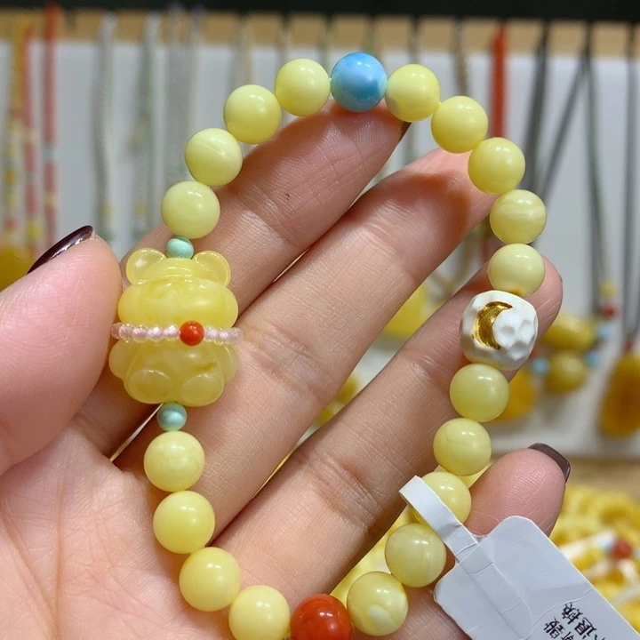 蜜蜡未镶嵌手链7.3mm