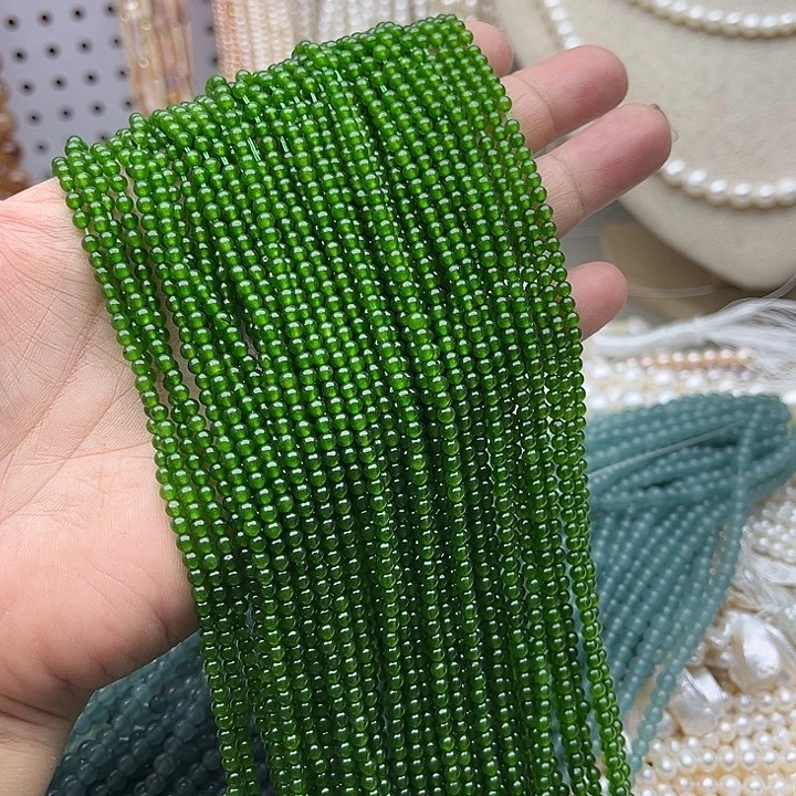 未镶嵌玛瑙/玉髓珠宝半成品一条3mm碧玉