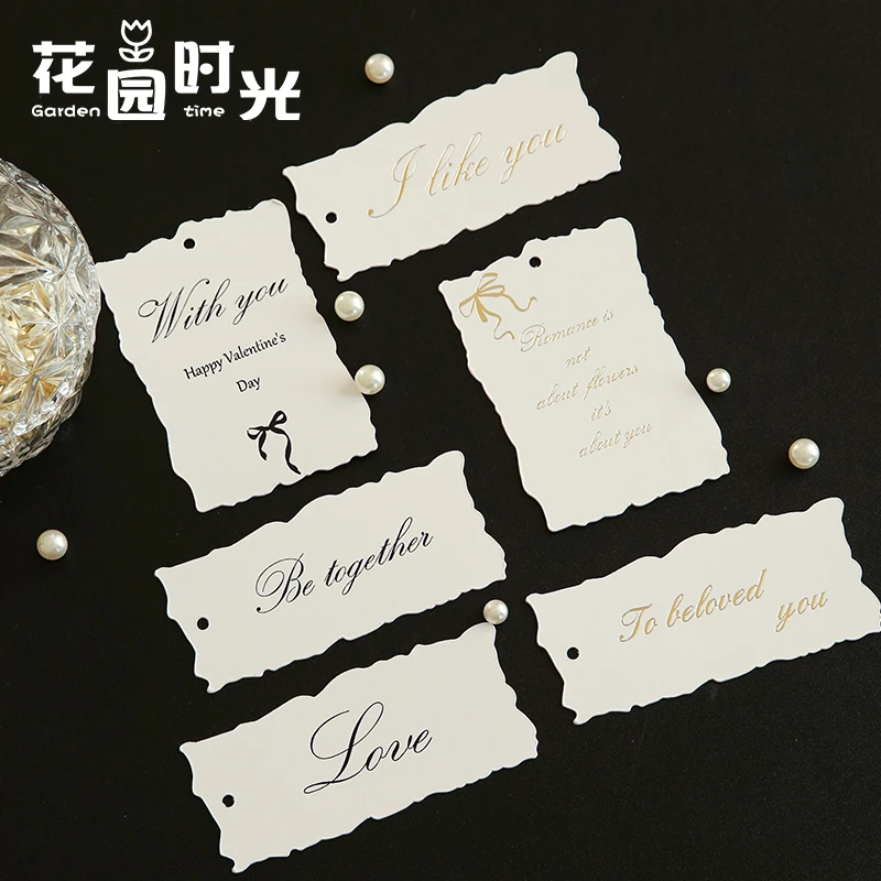 【花园时光】加厚法式撕边卡片简约ins风留言明信片花束包装留言卡