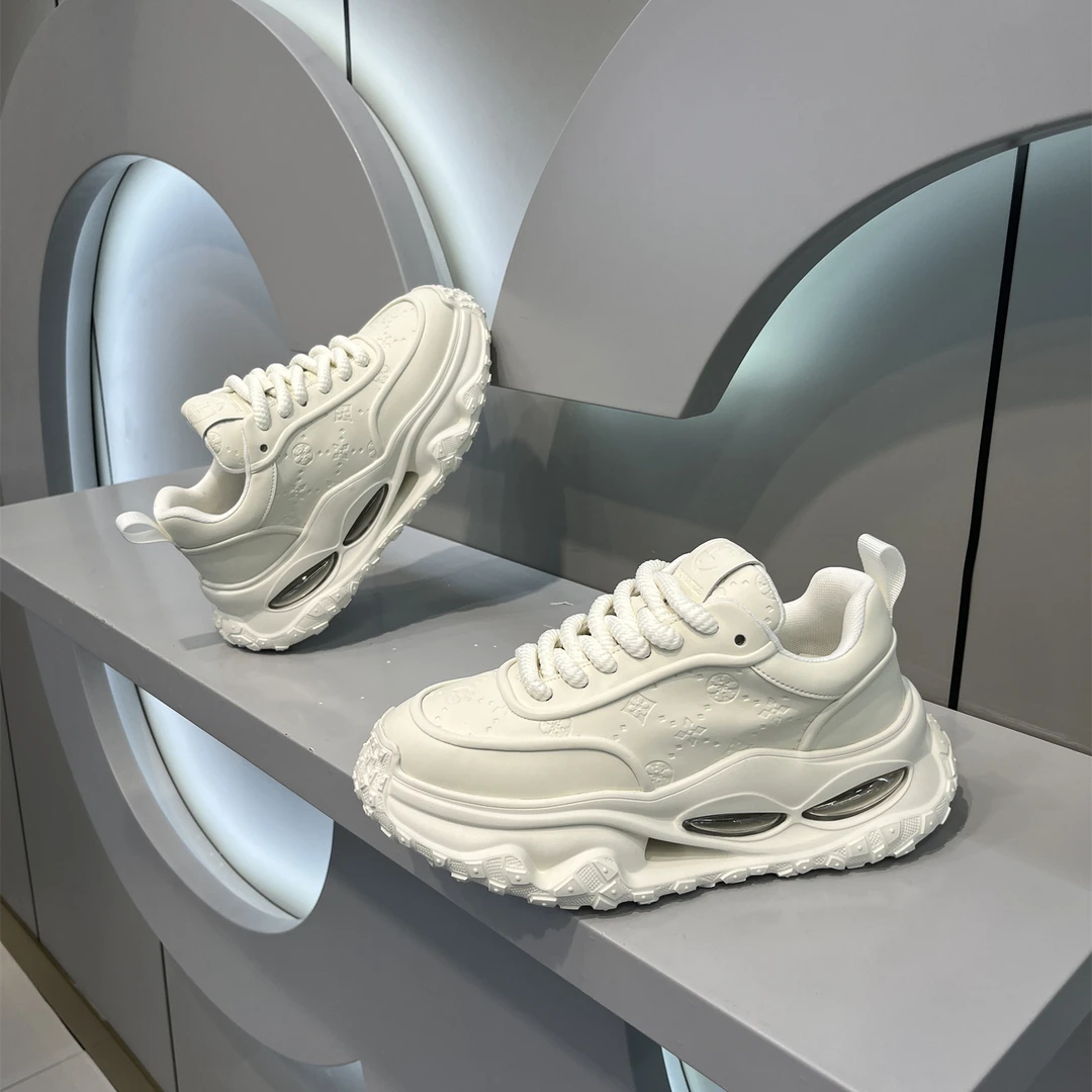 老爹鞋男鞋秋季厚底皮面增高时尚百搭休闲鞋软底运动鞋男士小白鞋