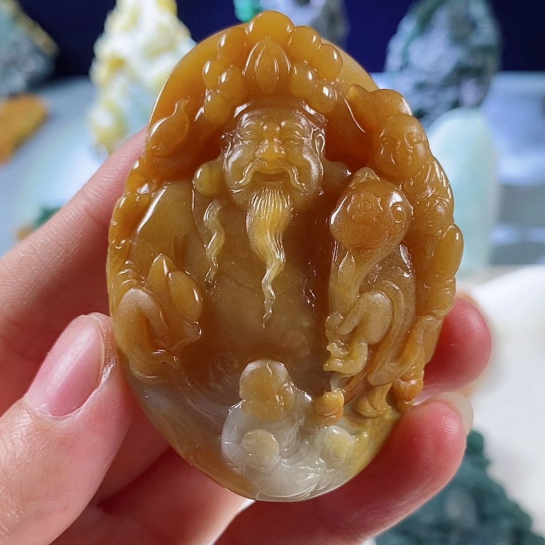 未镶嵌定制翡翠天然a货翡翠黄翡文财神