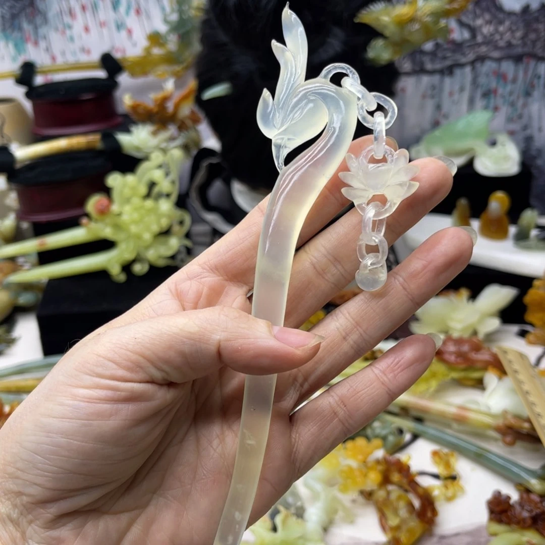 【闪购商品】蛇纹石玉发饰合金想***?