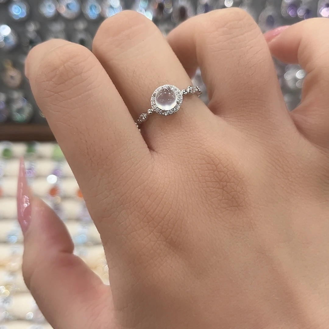 蛇纹石玉银S925镶嵌戒指