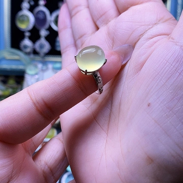 岫玉银S925镶嵌戒指