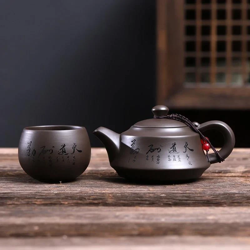 宜兴原矿紫砂吉祥壶220ml复古中式家用泡茶壶送礼品功夫茶具