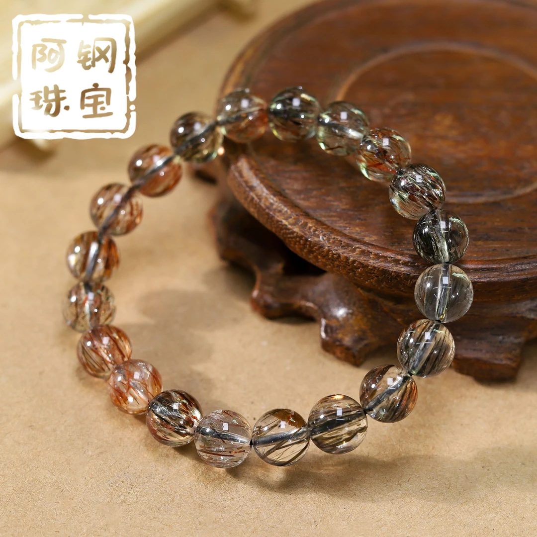 收藏顺发黑金超手串双轮骨干发晶男女情侣-多样性发其一-HJ168