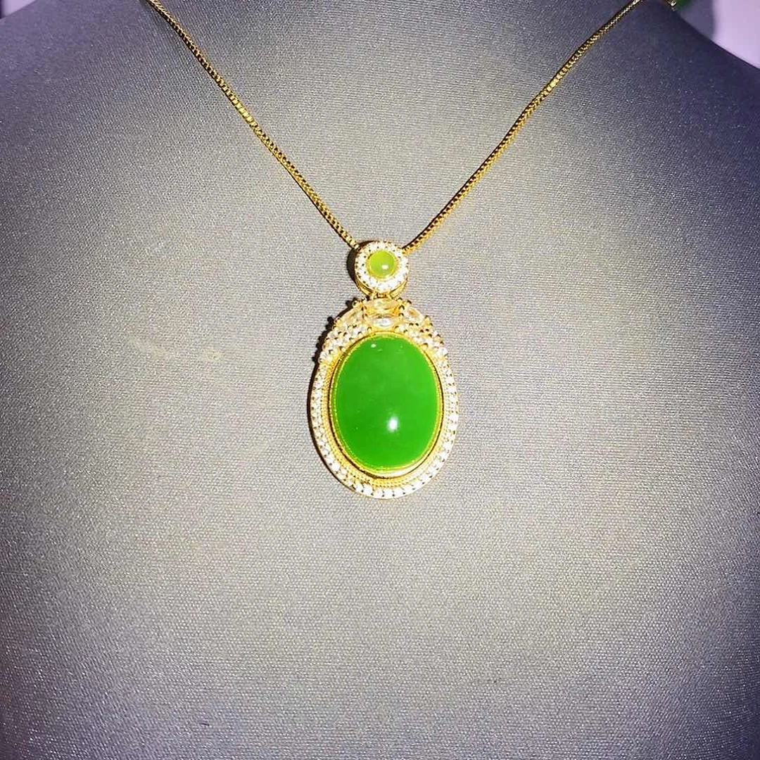 和田玉银S925镶嵌颈饰