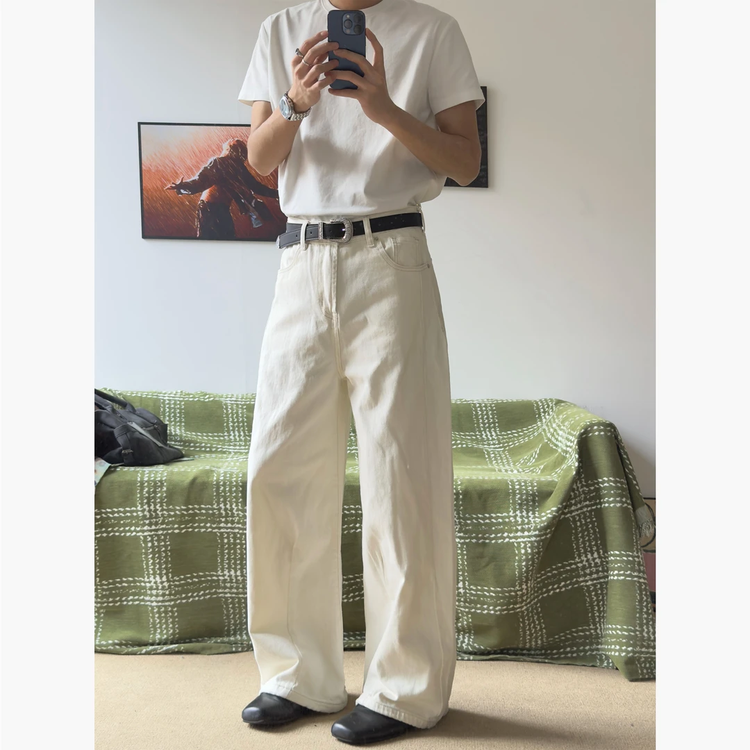 CZ2美式复古简约直筒牛仔裤阔腿cleanfit男女休闲长裤