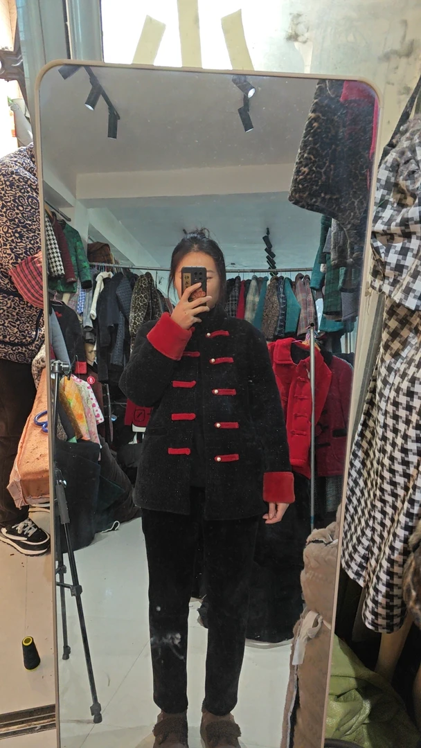 拜年服三层复合 华夫格亮闪 新中式加绒加厚袄 定制不支持退换