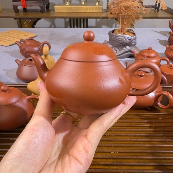 茶壶紫砂朱泥全手梨形180毫升