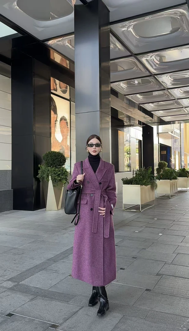 【正品保证】驼绒➕高含量绵羊毛重工纯手缝长毛加厚双面大衣气质